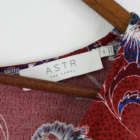 Astr The Label Tie Front Floral Midi Dress Burgundy Size M - Picture 3 of 8